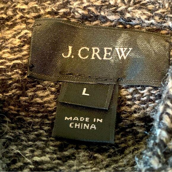 J. CREW SWEATER MEN LARGE GRAY 100% LAMBS WOOL MARBLED KNIT SHAWL COLLAR. - Picture 5 of 10